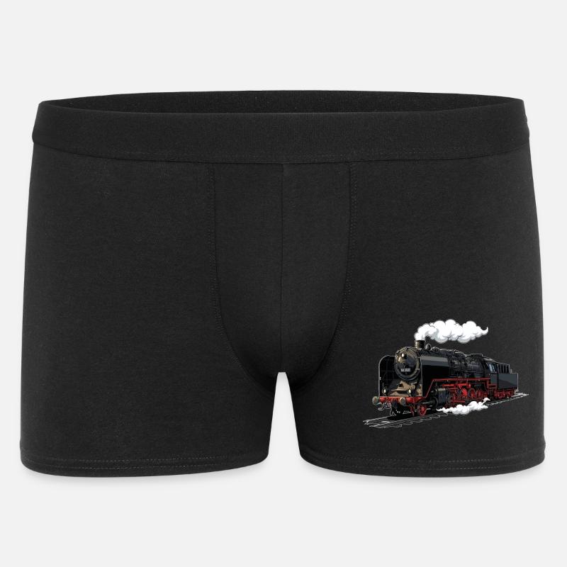 Dampflok Retro-Illustration - Männer Boxer Shorts - Schwarz