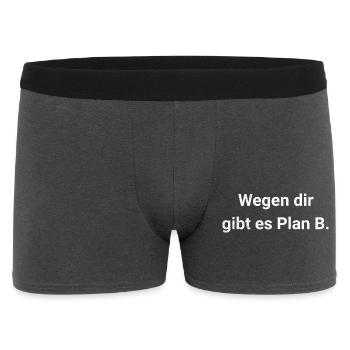 Wegen dir gibt es Plan B - Passiv Aggressiv - Männer Boxer Shorts - Anthrazit - Vorne