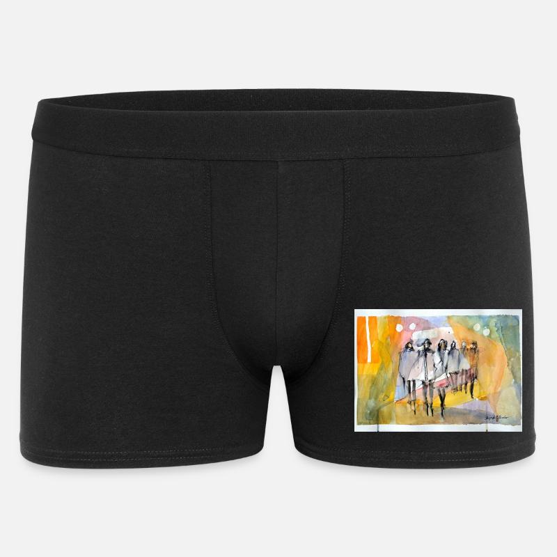 Abstrakte Menschen,  Aquarell  - Männer Boxer Shorts - Schwarz