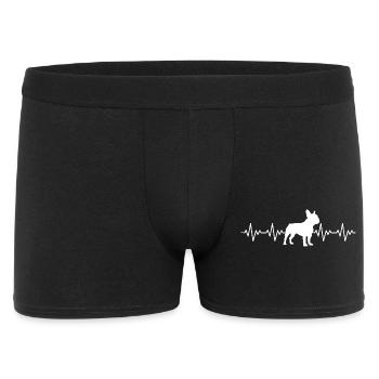 Französische Bulldogge Frenchie EKG Herzschlag - Männer Boxer Shorts - Schwarz - Vorne