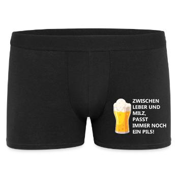 Between liver and spleen, a pilsner still fits - Men's Boxer Shorts - black - Front