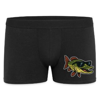 Hecht mit Sonnenbrille - Männer Boxer Shorts - Schwarz - Vorne