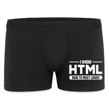 HTML Humor Code Programmierer Spruch - Männer Boxer Shorts - Schwarz - Vorne