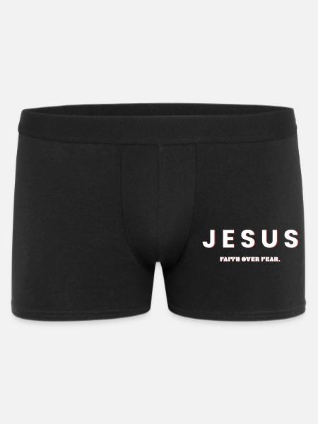 Jesus, Faith Over Fear - Christian Design - Men's Boxer Shorts - black
