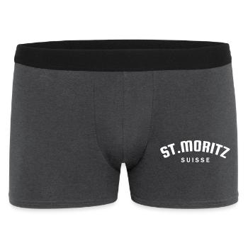 St. Moritz - Suisse - Schweiz - Swiss - Männer Boxer Shorts - Anthrazit - Vorne