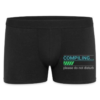 Funny Programmer T-Shirt - Compiling Please - Men's Boxer Shorts - black - Front