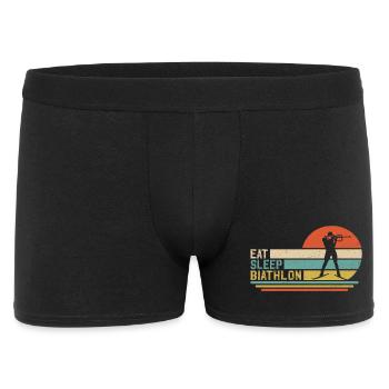 eat sleep biathlon  - Männer Boxer Shorts - Schwarz - Vorne