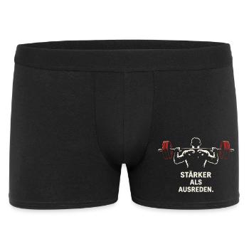 Fitness Shirt – Stärker als Ausreden – Kraftsport - Männer Boxer Shorts - Schwarz - Vorne