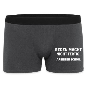 Reden macht nicht fertig – Arbeiten schon Handwerk - Männer Boxer Shorts - Anthrazit - Vorne
