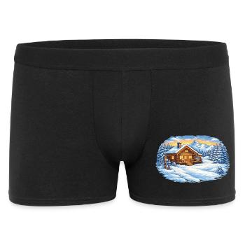 Winter ski hut in the mountains – Alpine idyll - Men's Boxer Shorts - black - Front
