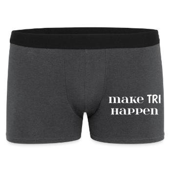 Make TRI Happen. Cadeau Triathlon - Boxer Homme - charbon - Devant