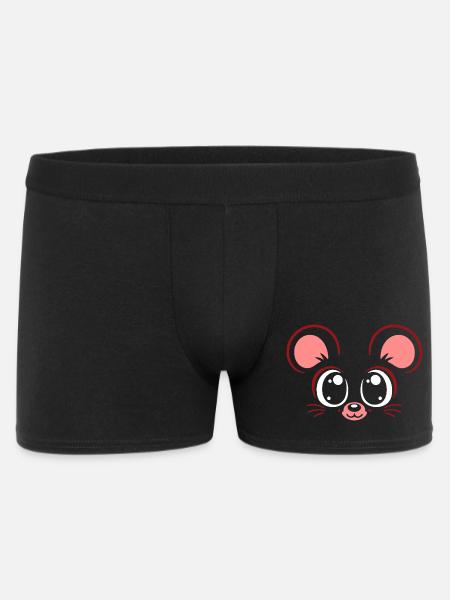Maus | Big Face Kostüm Karneval Verkleidung - Männer Boxer Shorts - Schwarz