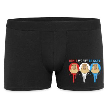 Dont Worry Be Cappy Capybara - Männer Boxer Shorts - Schwarz - Vorne