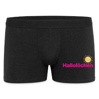 HALOLÖCHEN, SÜSSE BEGRÜSSUNG MIT SONNE, POSITIVITY - Männer Boxer Shorts - Schwarz - Vorne