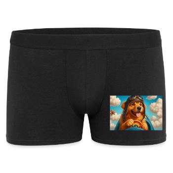 Pilot dog in retro cockpit - Men's Boxer Shorts - black - Front