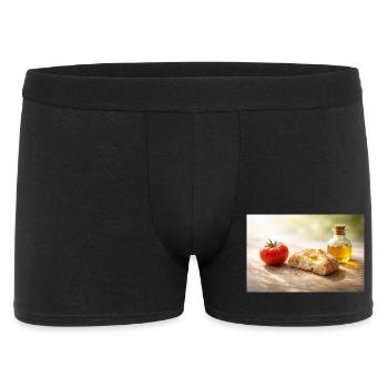 Tomate. Brot. Öl. - Männer Boxer Shorts - Schwarz - Vorne