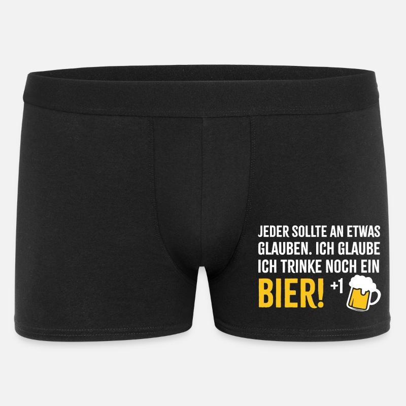 Ich glaube an Bier +1 - Männer Boxer Shorts - Schwarz