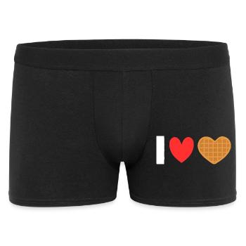 Ich liebe Waffelherz-Waffel-Frühstück - Männer Boxer Shorts - Schwarz - Vorne