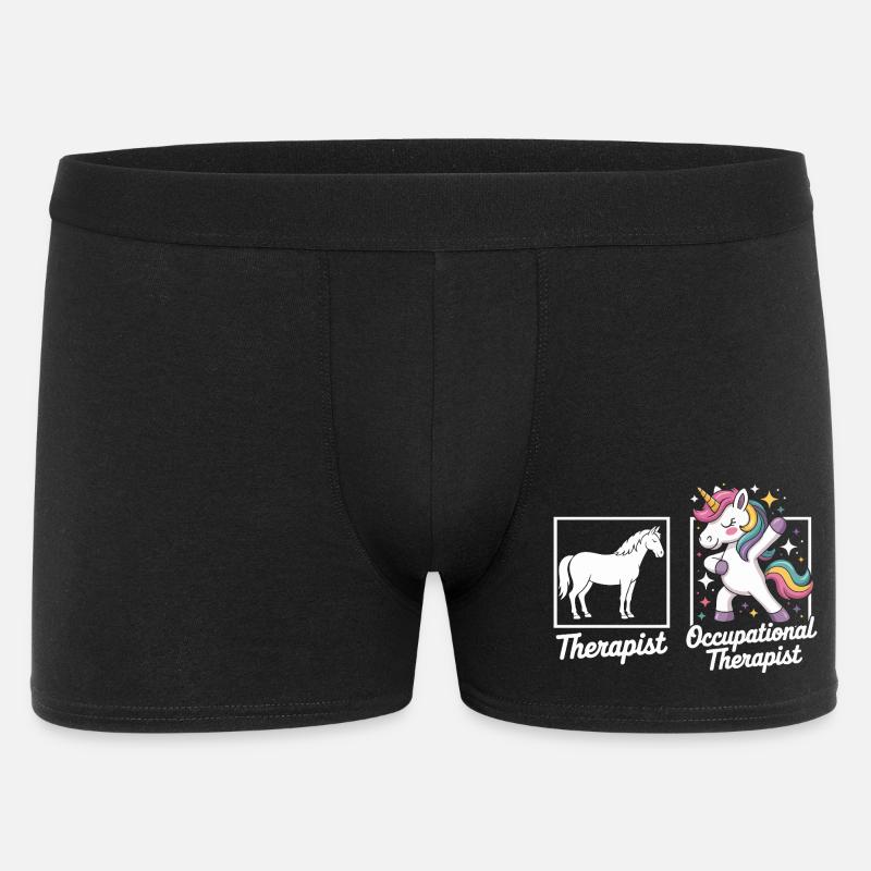 Einhorn Ergotherapie Flair - Männer Boxer Shorts - Schwarz