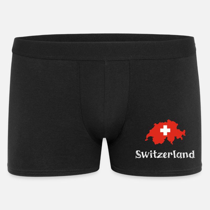 Switzlerland (White Text) - Männer Boxer Shorts - Schwarz