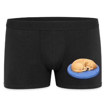 Cute Labrador Retriever Cartoon Dog Cuddling - Men's Boxer Shorts - black - Front