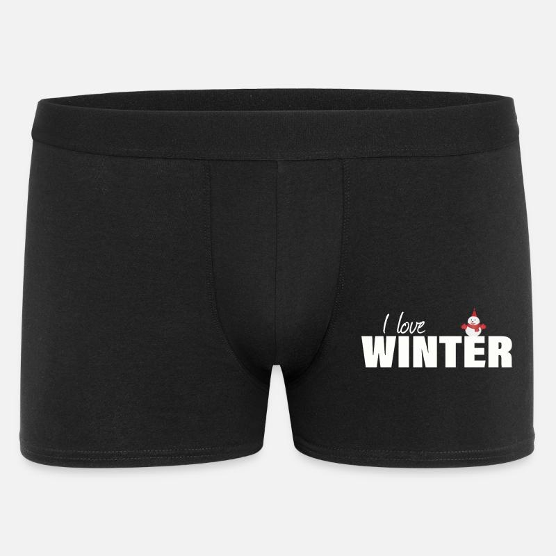 I LOVE WINTER - Männer Boxer Shorts - Schwarz