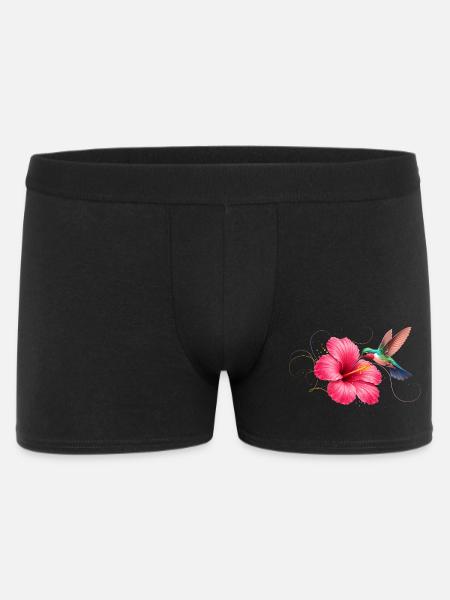 Kolibri an Hibiskusblüte  - Männer Boxer Shorts - Schwarz