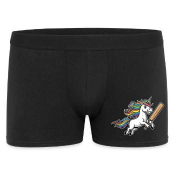 Einhorn Cricket Mit Bunter Regenbogenmähne - Männer Boxer Shorts - Schwarz - Vorne