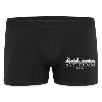 Amsterdamer Skyline, Amsterdam, Niederlande - Männer Boxer Shorts - Schwarz - Vorne