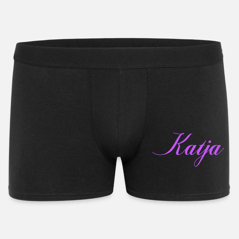 Name Katja im Lavendel Script - Männer Boxer Shorts - Schwarz