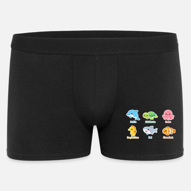 Kuschelige Meerestiere Sticker - Männer Boxer Shorts - Schwarz