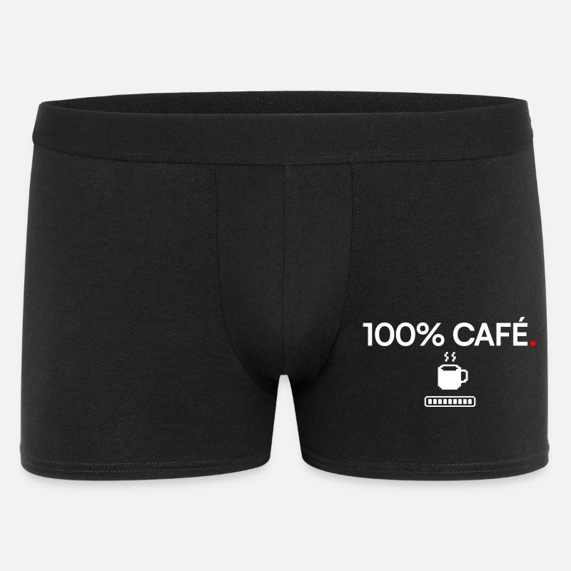 100% KAFFEE | Kaffeehumor - Männer Boxer Shorts - Schwarz