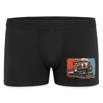 Railway Steam locomotive Locomotive Model railway Train - Men's Boxer Shorts - black - Front
