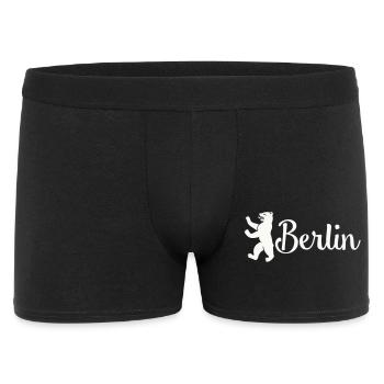 Berlin Bär Logo Schriftzug - Männer Boxer Shorts - Schwarz - Vorne