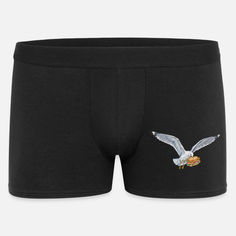 Funny Seagull Steals Fish Rolls Beach - Men's Boxer Shorts - black