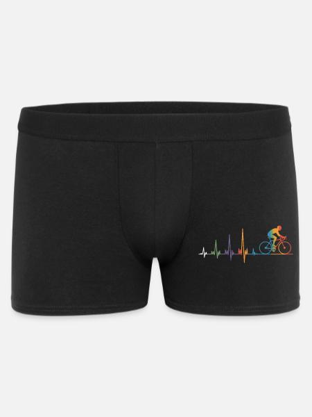  Fahrradfahrer Herzschlag EKG Bunter Rennradfahrer - Männer Boxer Shorts - Schwarz