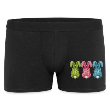 Ostern Drei Osterhasen von hinten in einer Reihe  - Männer Boxer Shorts - Schwarz - Vorne