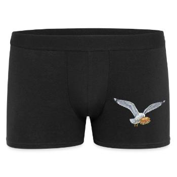 Mouette drôle vole un rouleau de poisson sur la plage - Boxer Homme - noir - Devant