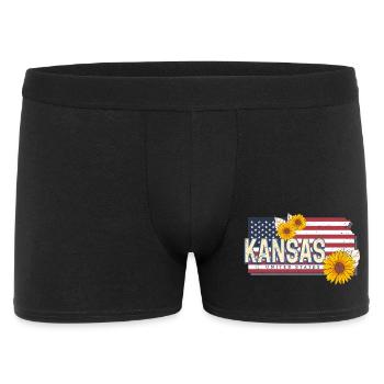 Kansas United States Retro Map Souvenir - Men's Boxer Shorts - black - Front