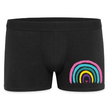 Regenbogen mit Herz Farben der 90er  - Männer Boxer Shorts - Schwarz - Vorne