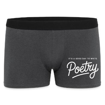 Gedichtschrift auf schwarzem Hintergrund - Männer Boxer Shorts - Anthrazit - Vorne
