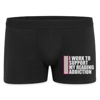 I Work To Support My Reading Addiction Books Logo - Men's Boxer Shorts - black - Front
