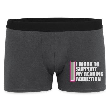 I Work To Support My Reading Addiction Bücher Logo - Männer Boxer Shorts - Anthrazit - Vorne