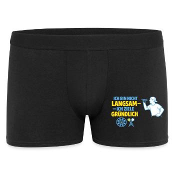 Nicht langsam – gründlich zielen - Männer Boxer Shorts - Schwarz - Vorne