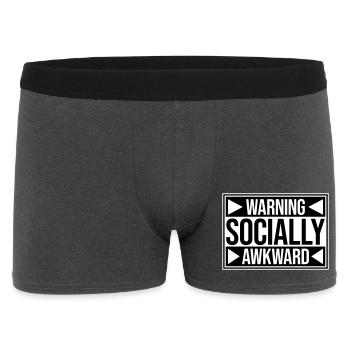 Warning Socially Awkward Funny Social Clumsy - Men's Boxer Shorts - charcoal grey - Front