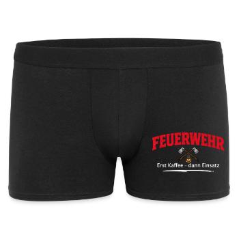 lustiger Feuerwehr Spruch für den Feuerwehrmann - Männer Boxer Shorts - Schwarz - Vorne