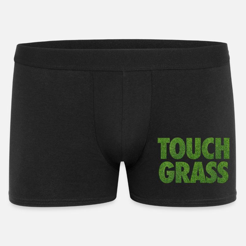 Touch Grass Meme Internet-Slogan - Männer Boxer Shorts - Schwarz