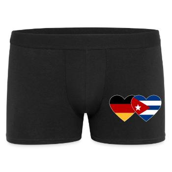 Deutschland Kuba Flagge Herz - Männer Boxer Shorts - Schwarz - Vorne