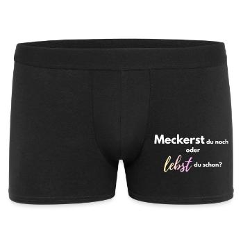 Meckerst_du_noch_oder_lebst_du_schon_-4- - Männer Boxer Shorts - Schwarz - Vorne
