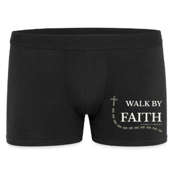 Walk by Faith | 2. Korinther 5,7 - Männer Boxer Shorts - Schwarz - Vorne